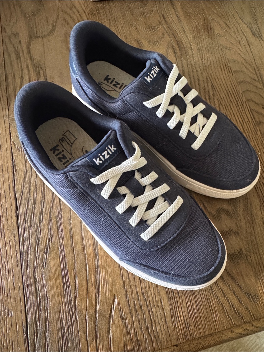 Kizik Prague Kids Navy Canvas slip on sneakers